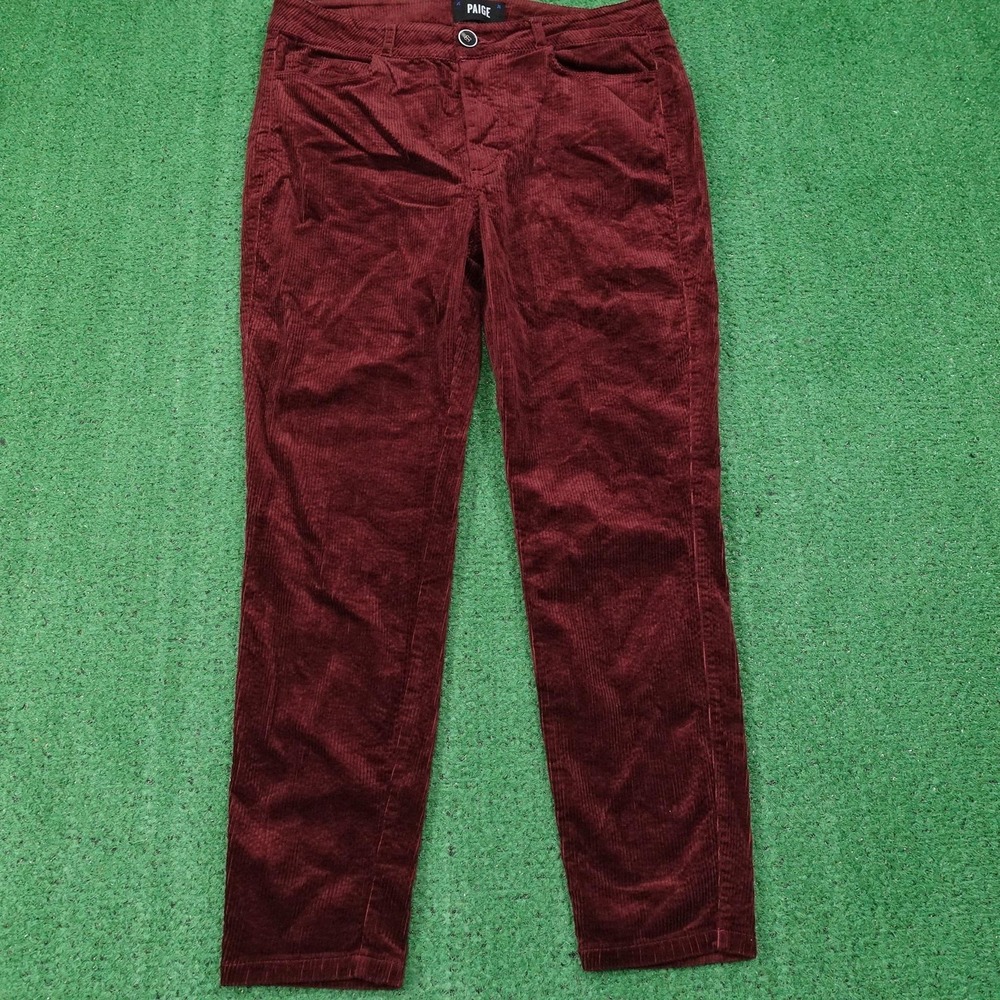Paige Pants Womens 30P Red Hoxton Ankle Petite Corduroy Straight‎ Slim Fit